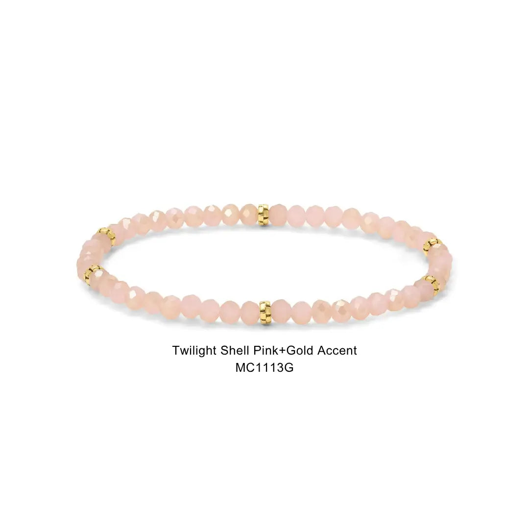 Mini Crystal Bracelet w/ Gold Accent- Twilight Shell Pink