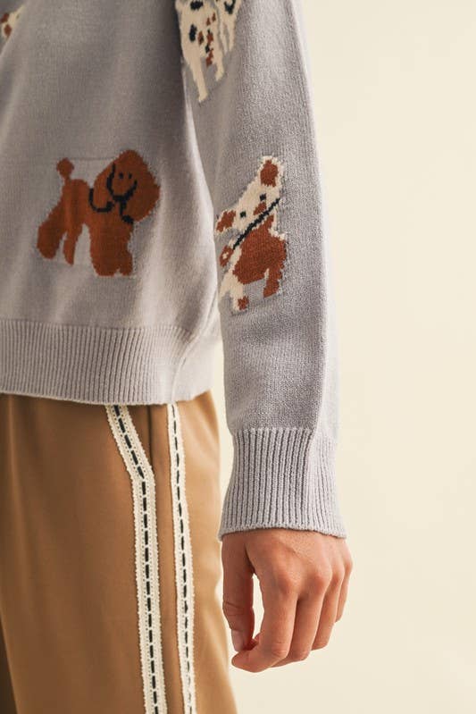Multi Dog Jacquard Sweater Top