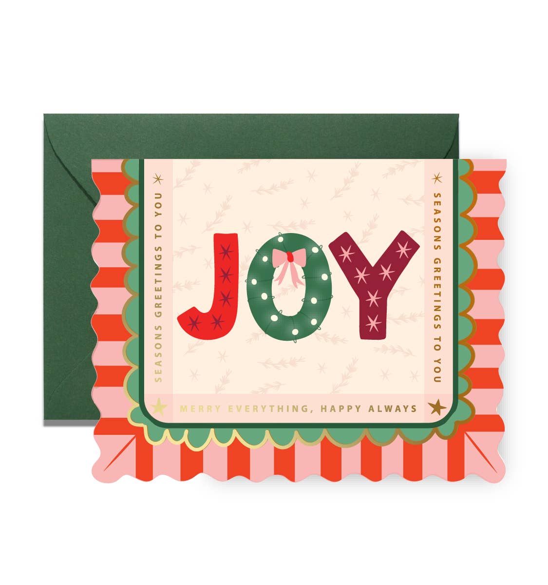 Joy Striped Scallop Greeting Card