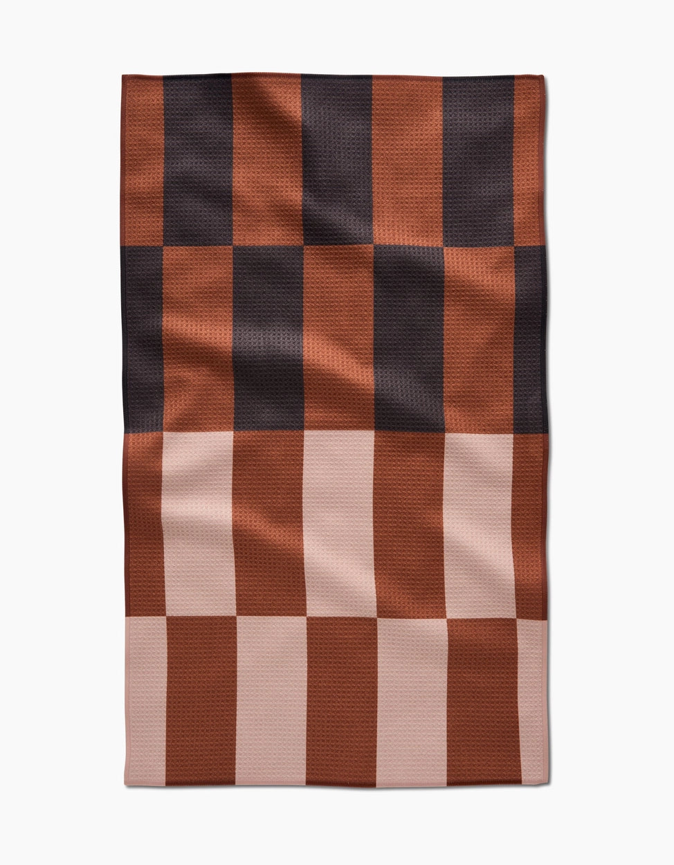 Checkered fabric with brown and black pattern on a white background