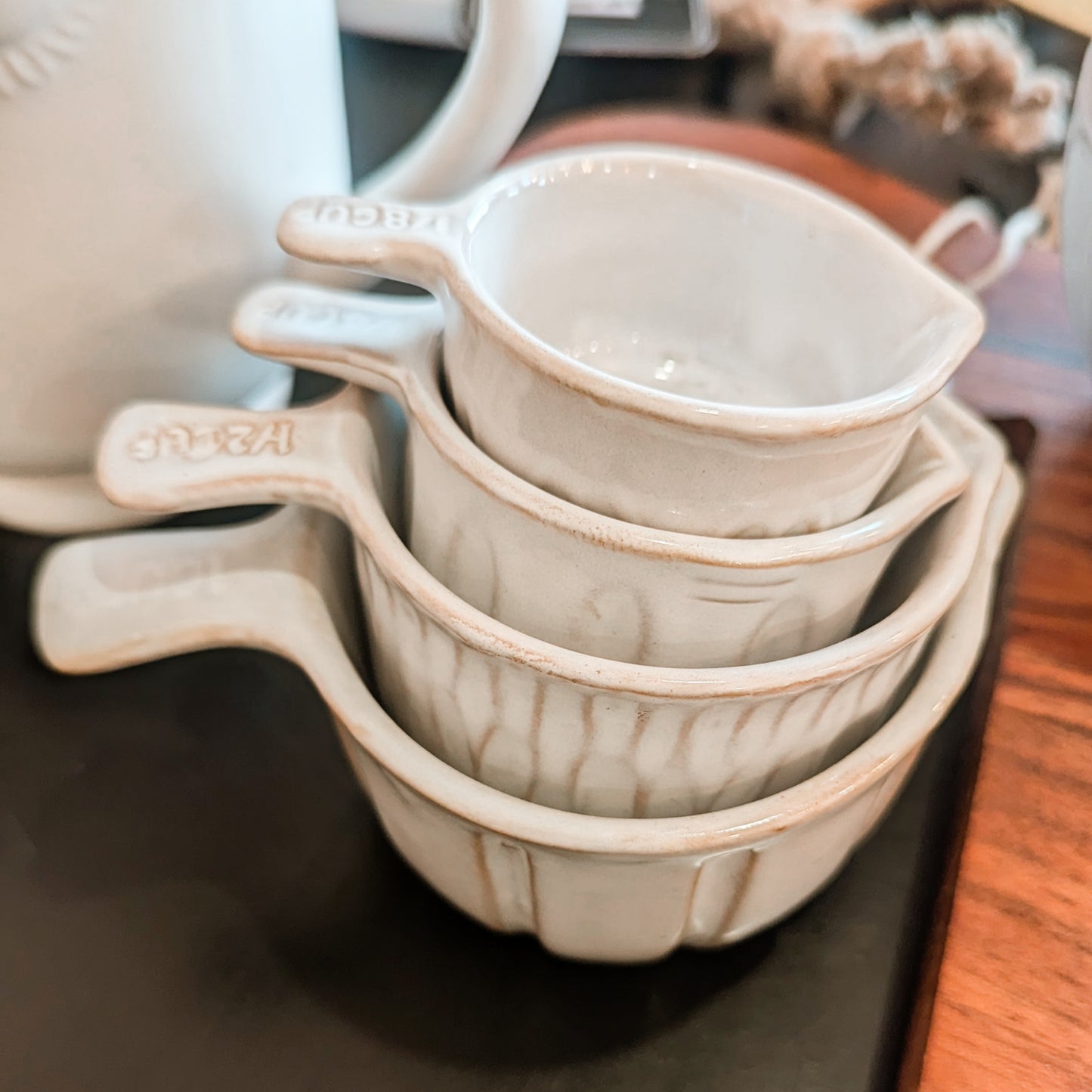 Set of 4 Measuring Cups,Nesting Ceramic