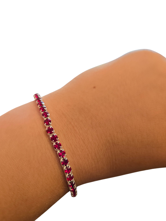 Crystal Tennis Bracelet - Garnet