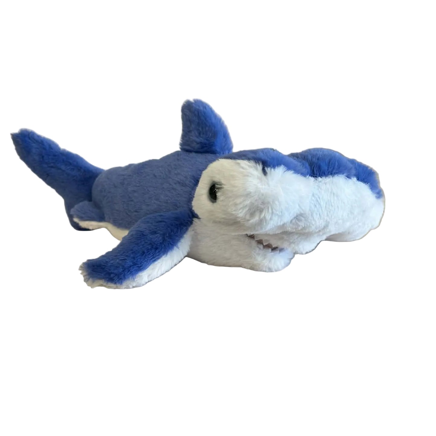 Blue and white plush shark toy