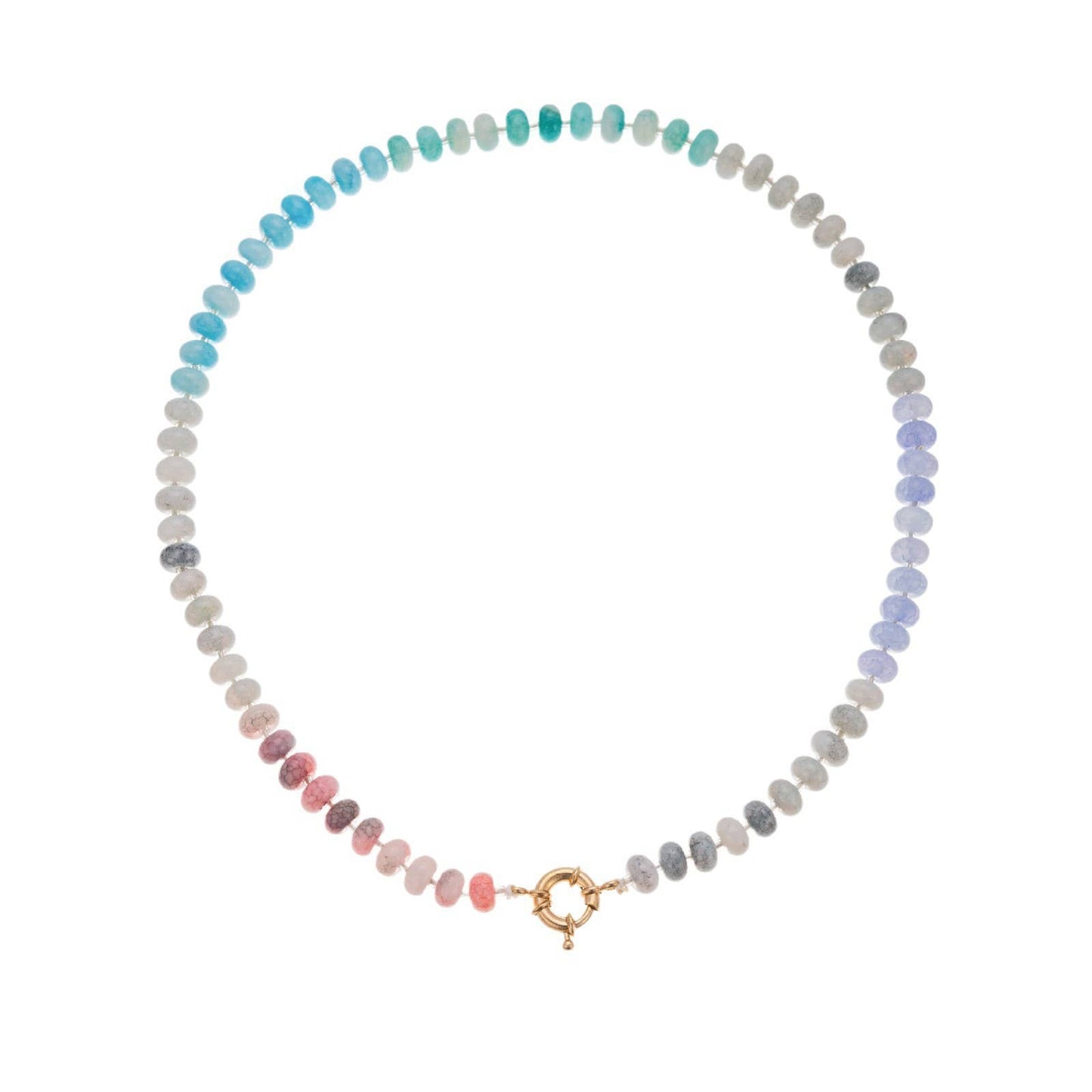 Natural Stone Semi-Precious Glass Mixed Necklace - (Multi Color)