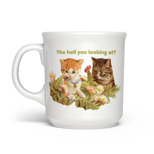 What the hell you looking at cat mug
