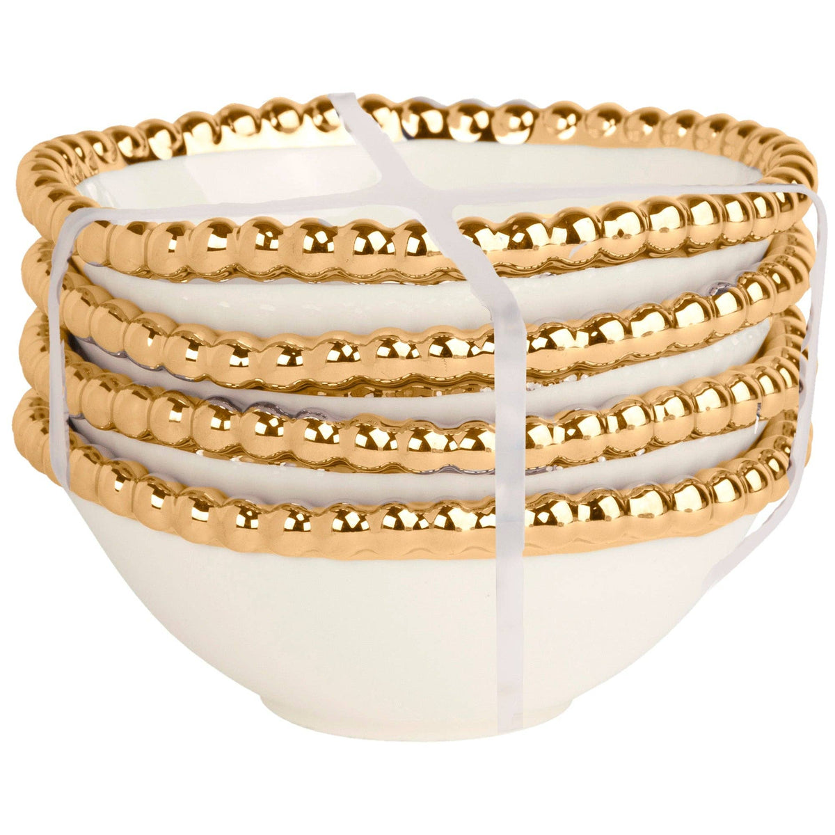 Set Of 4 Gold Beaded Tidbit Bowl