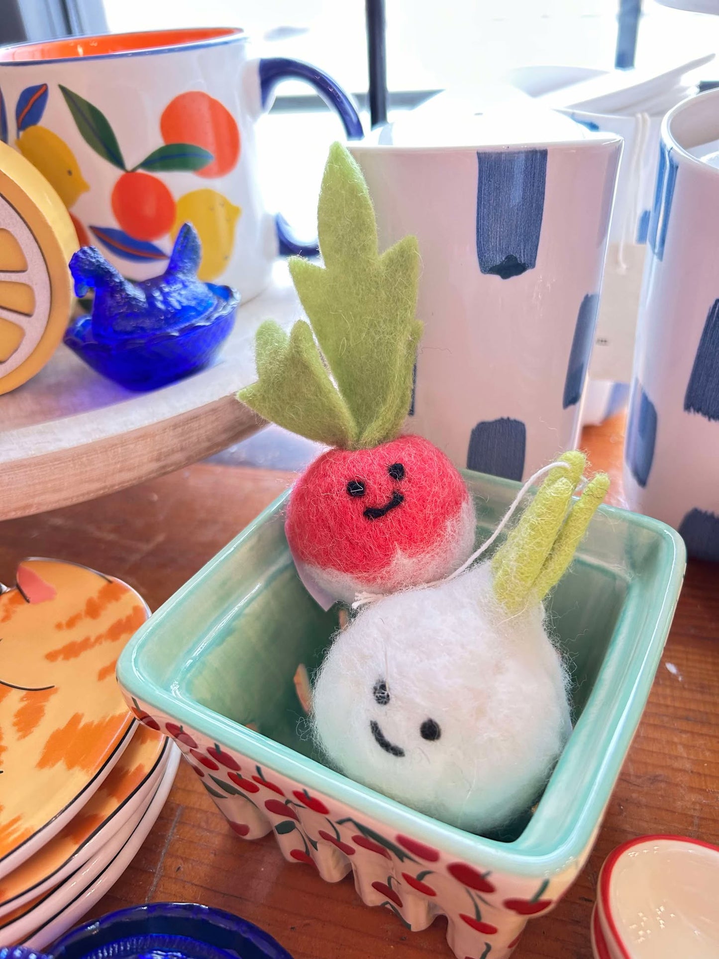 Smiling Radish Felted Ornament