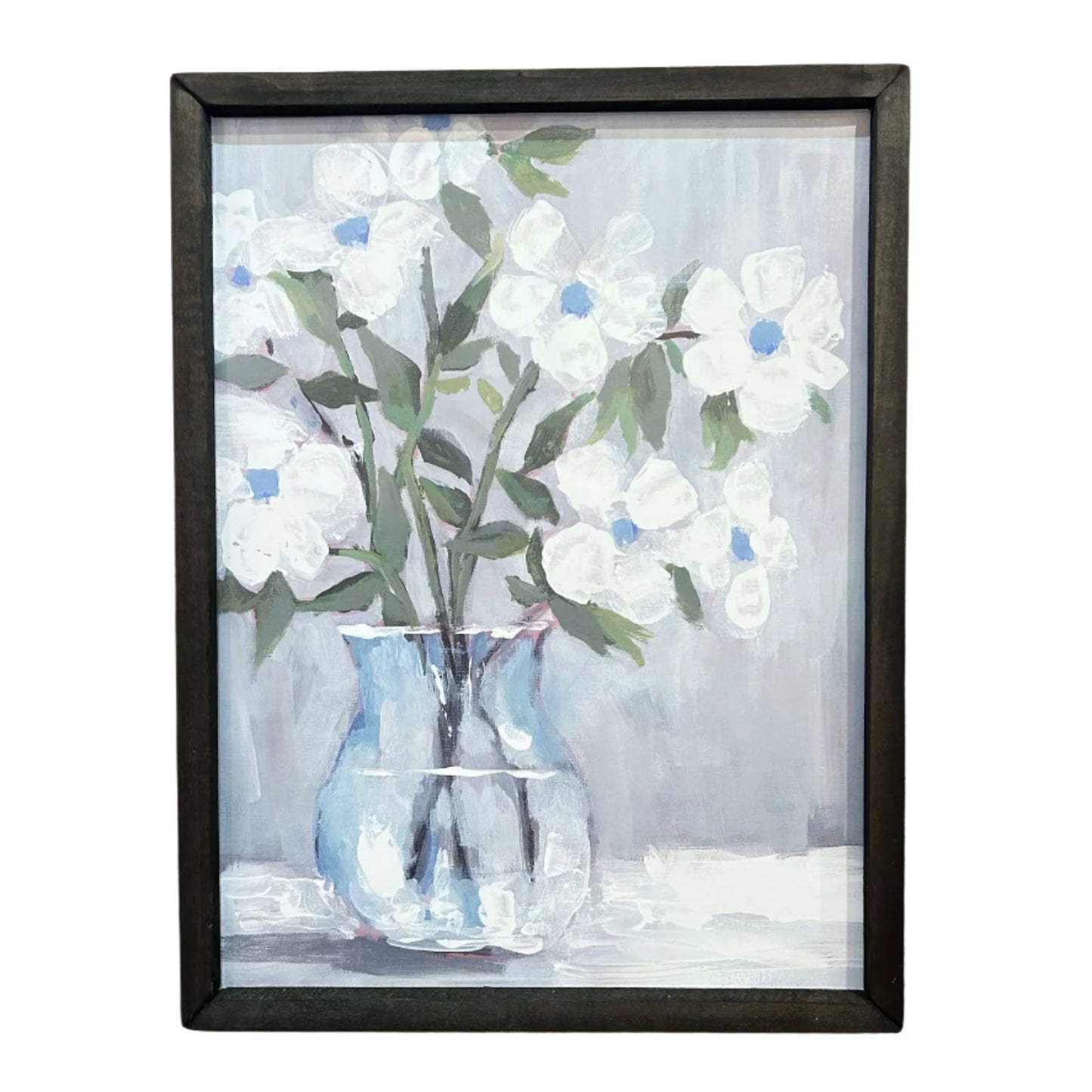 White Flowers in Vase 18x24 Framed Print