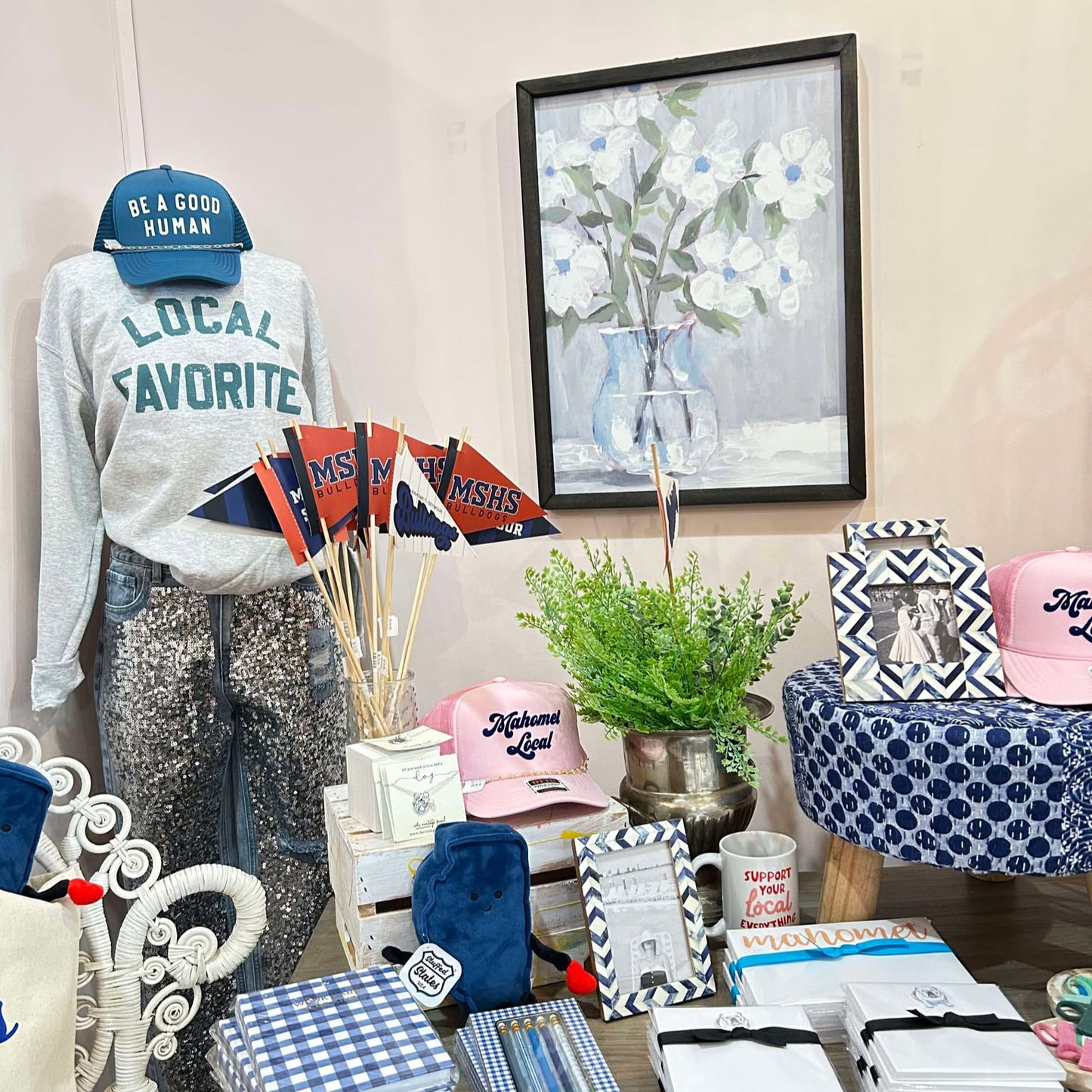 White Flowers in Vase 18x24 Framed Print