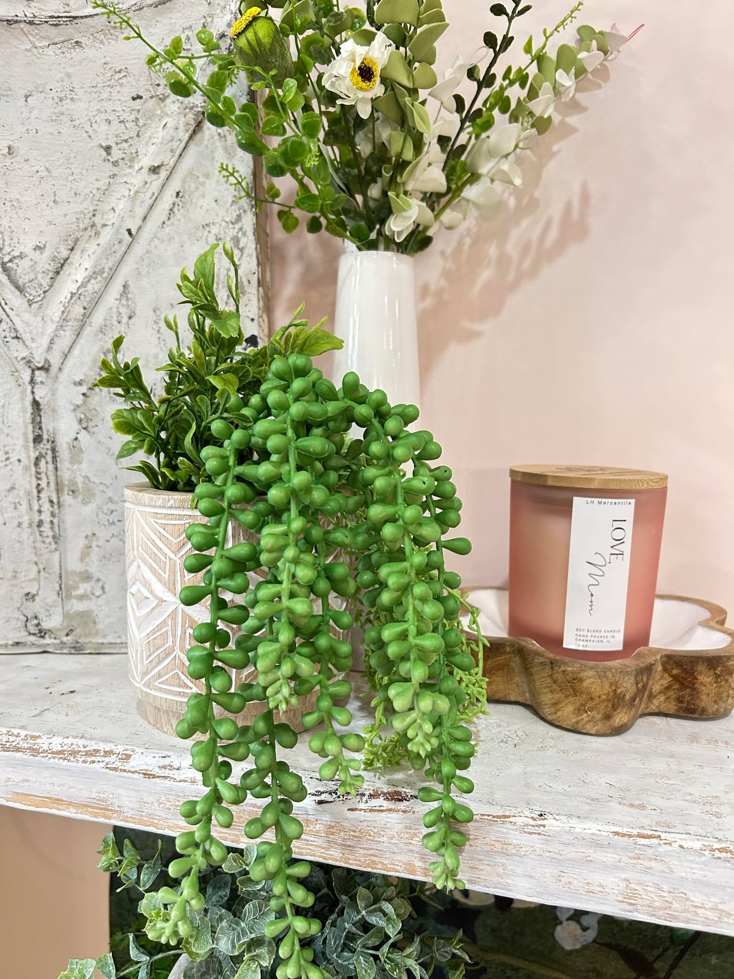 Light Green String of Pearls Faux Greenery Pick