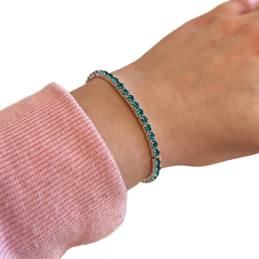 Crystal Tennis Bracelet- Aquamarine