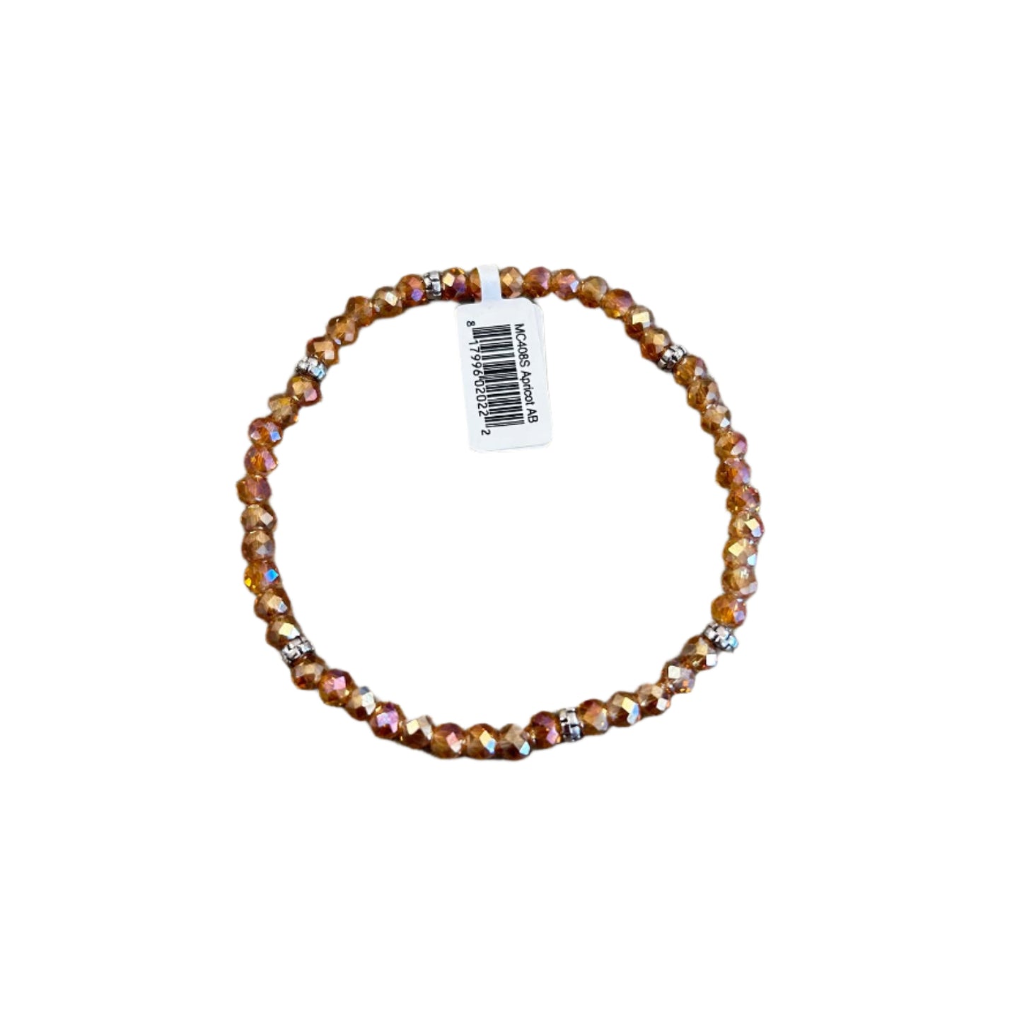 Mini Crystal Bracelet w/ Silver Accent- Apricot