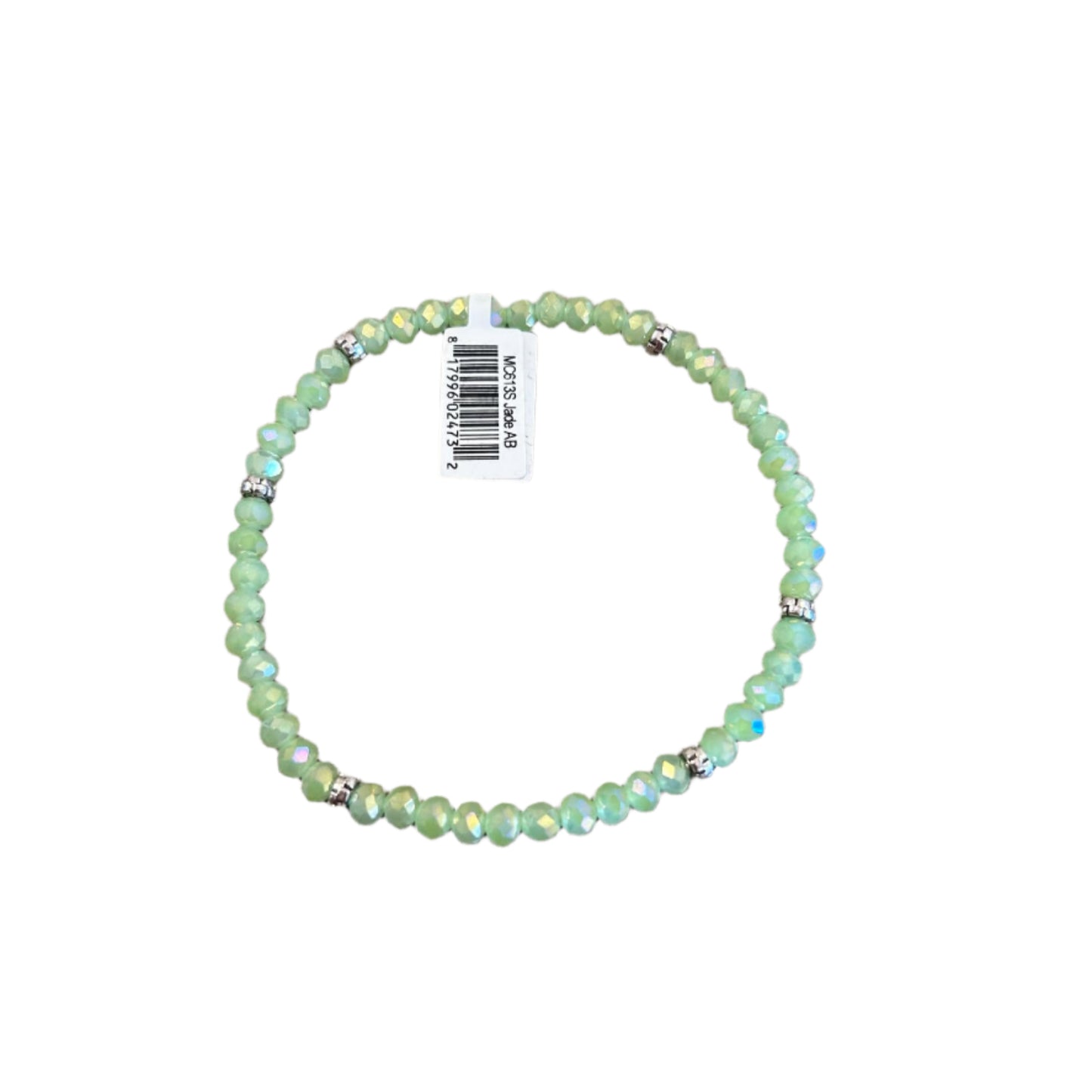 Mini Crystal Bracelet w/ Silver Accent- Jade