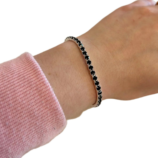 Crystal Tennis Bracelet- Black