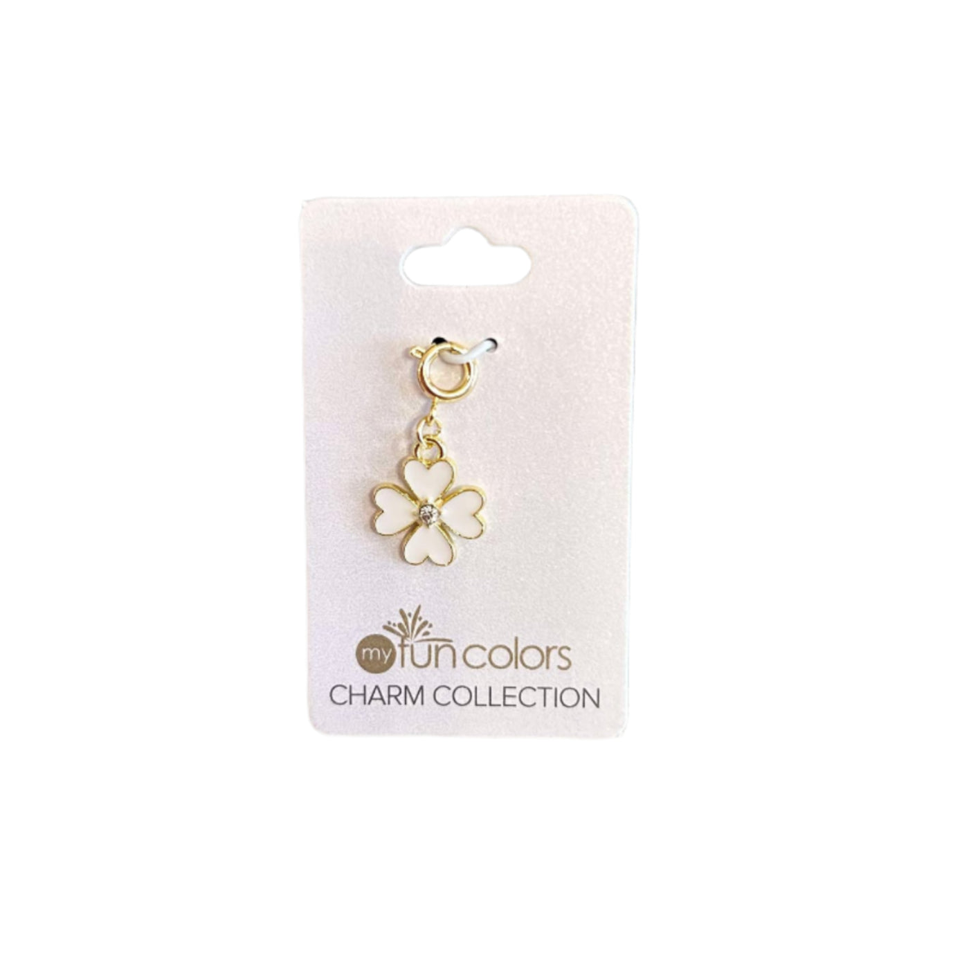 Charm- White Hearts Clover