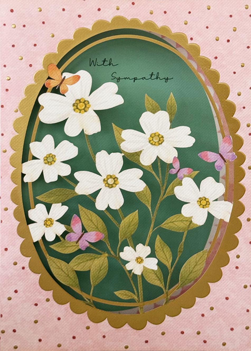 Diecut Dogwood Flowers Sympathy Card