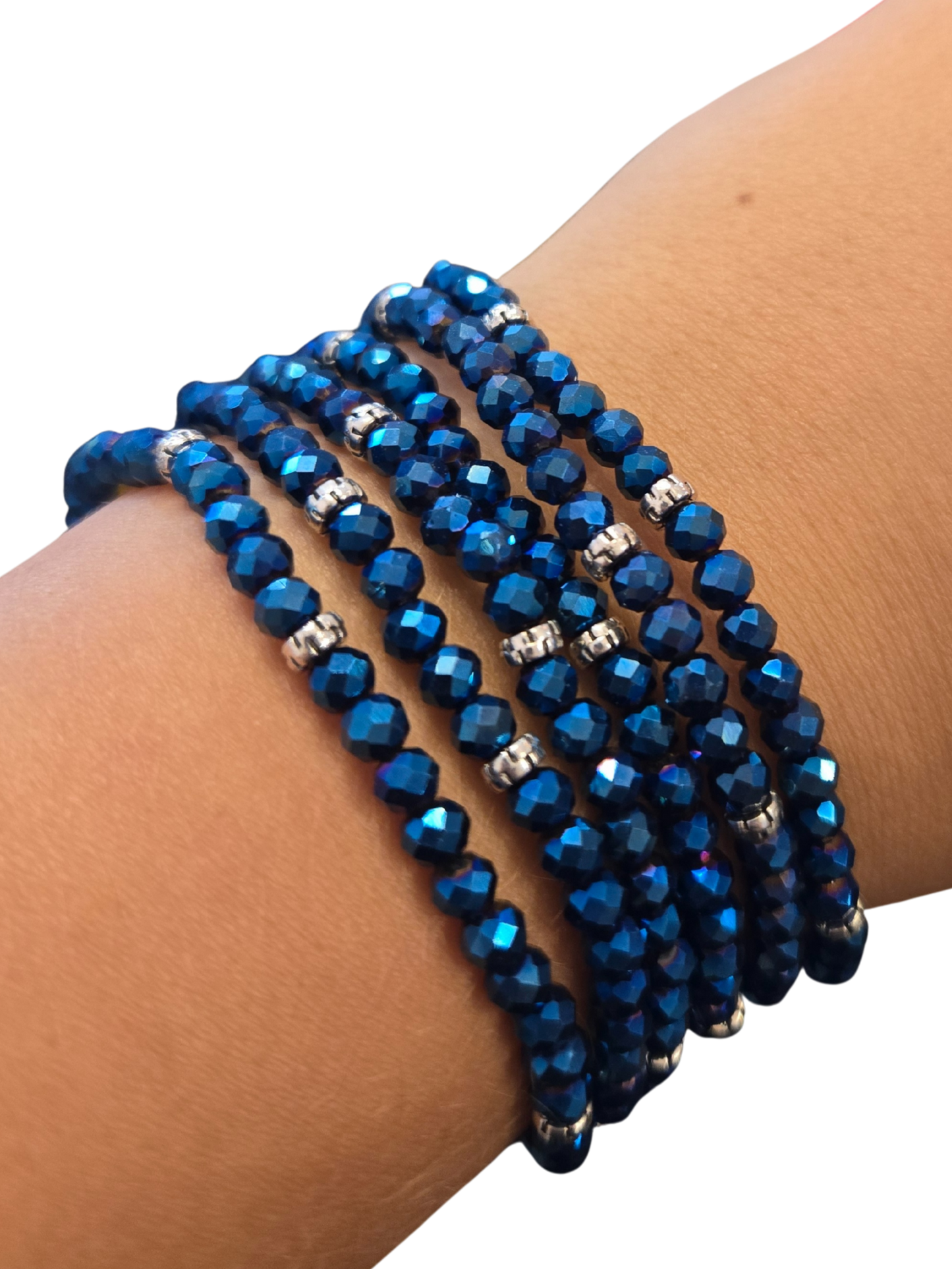 Mini Crystal Bracelet w/Silver Accent - Electric Navy