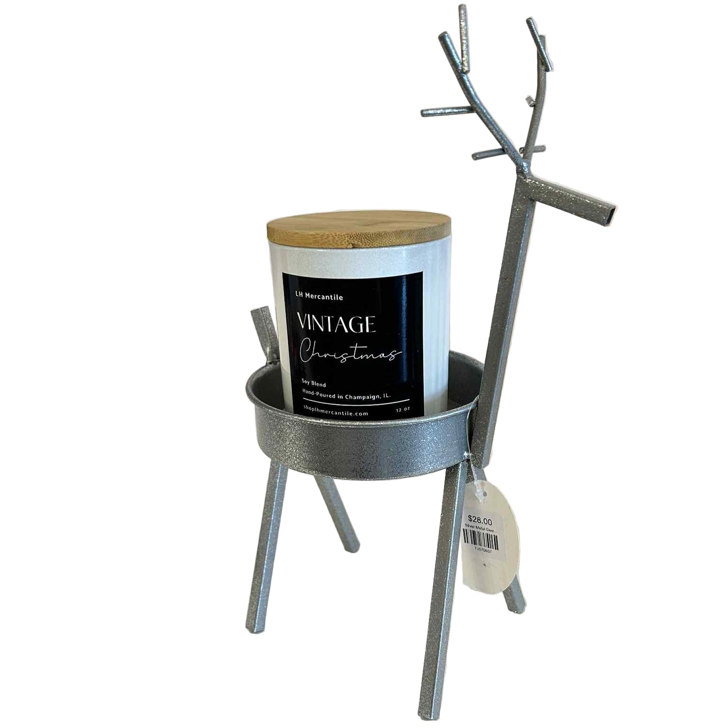 Silver Metal Deer-Large with Tray