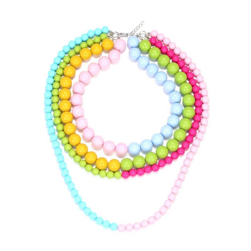 Multi Resin Beaded Layered Necklace