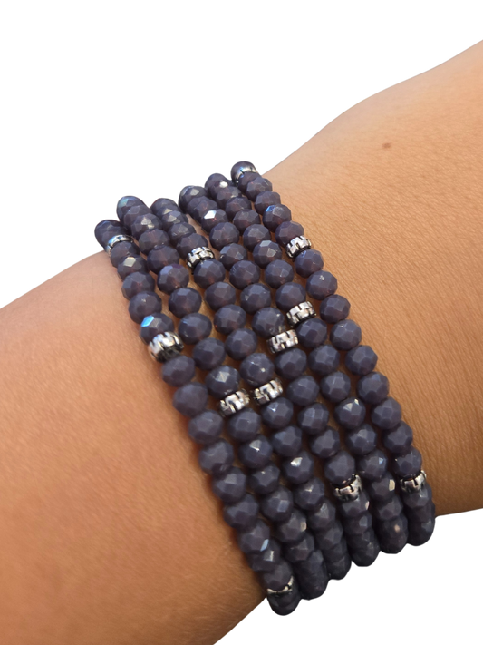 Mini Crystal Bracelet w/Silver Accent - Purple