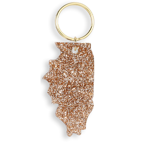 Glitter Keychain -Illinois