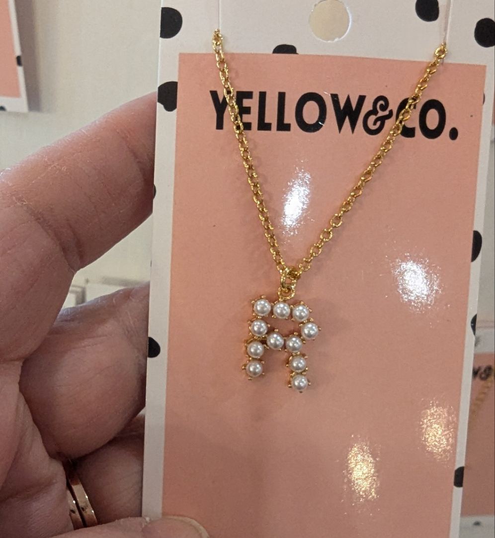 Hannah 18K Pearl Letter Necklace