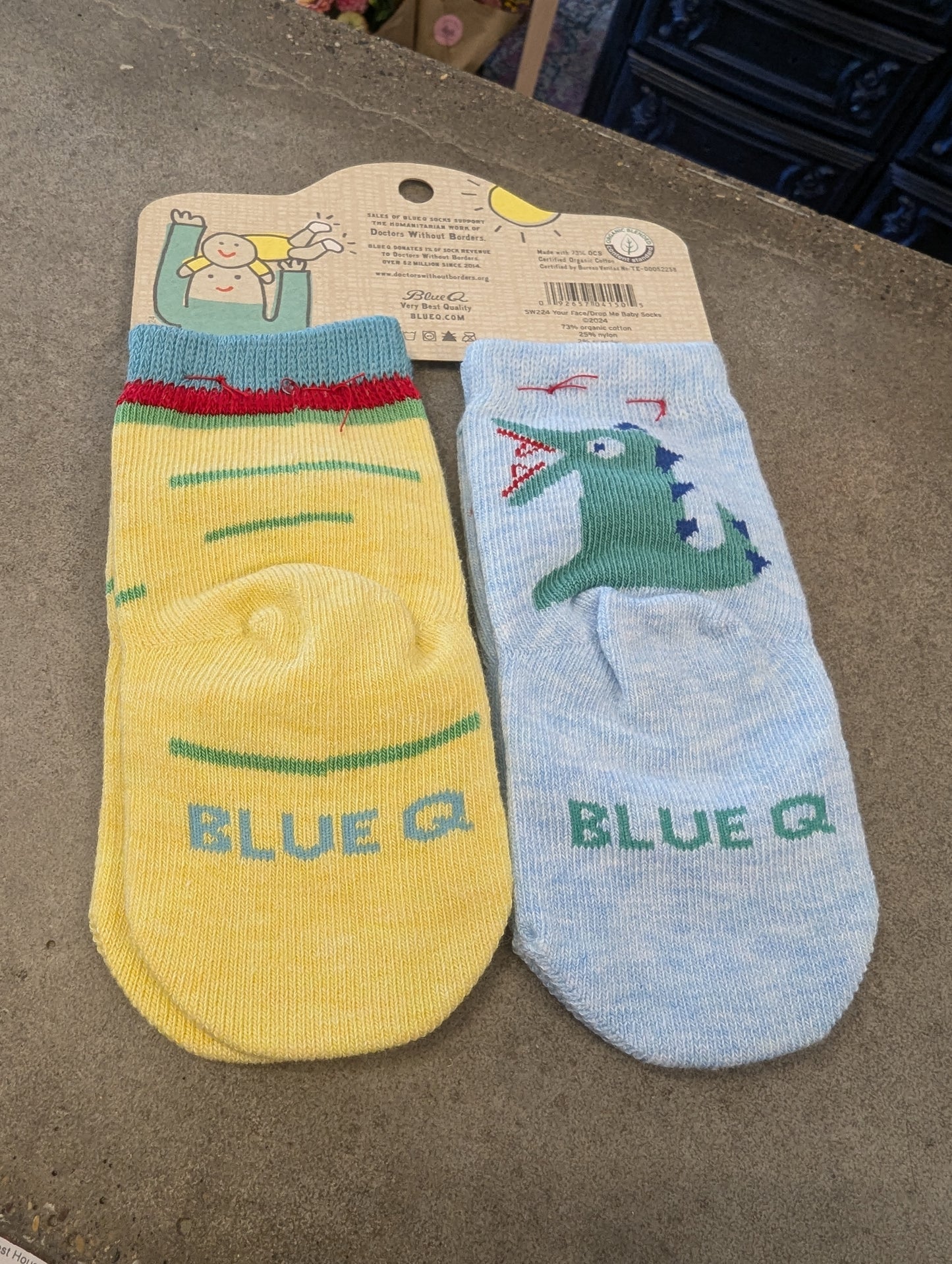 Blue Q Baby Socks- Your Face/Drop Me