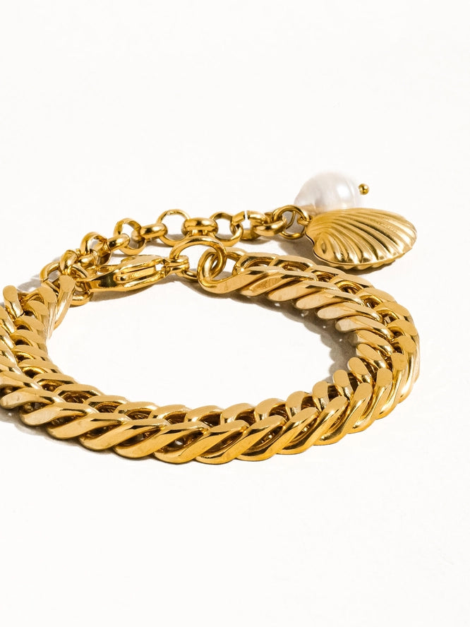 Tossa Gold and Pearl Chain Bracelet