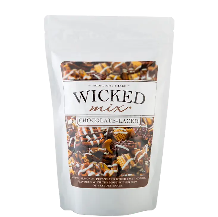 Package of Moonlight Mixes' Wicked Mix chocolate-laced flavored snack mix.