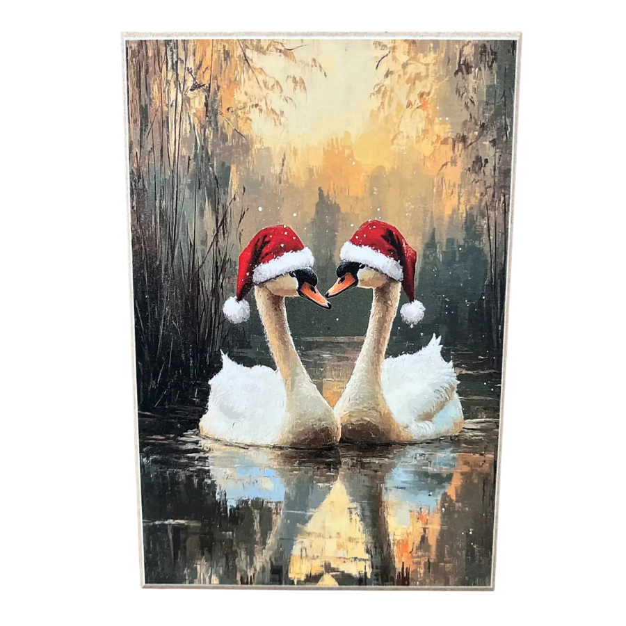 Santa Swans Print Block
