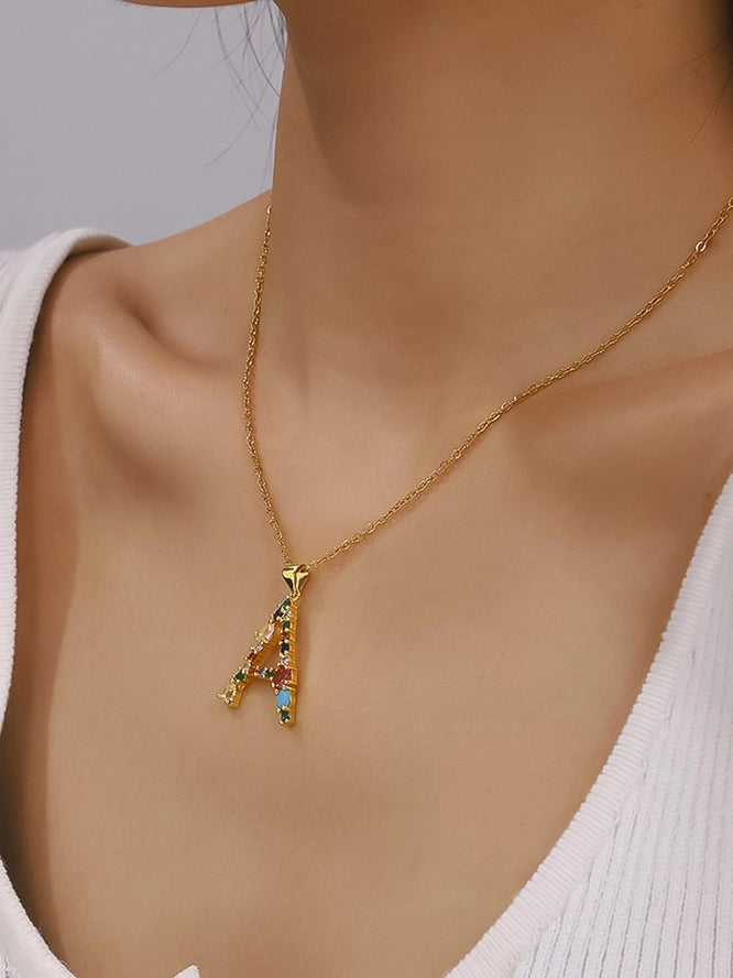 Salomé 18K Gold Colorful Cz Initial Necklace