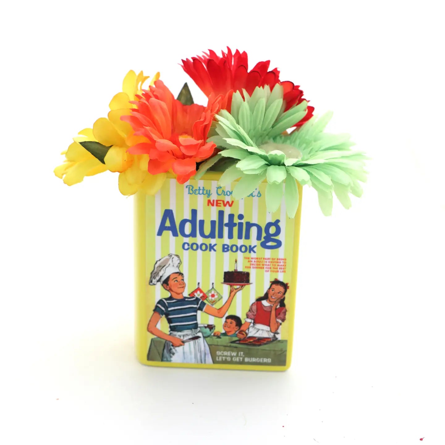 Adulting Cookbook Book Vase