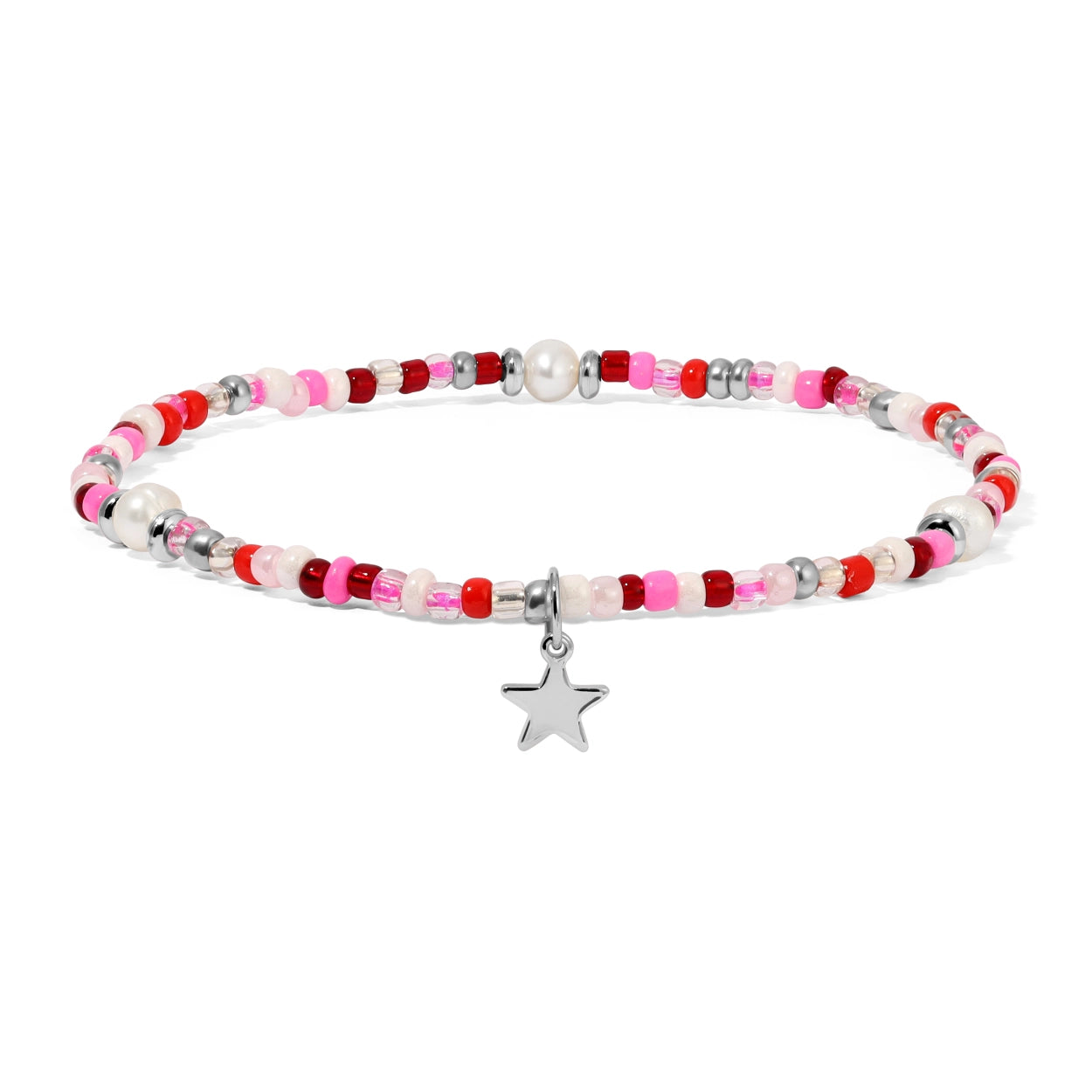 Anklet-Flamingo Freshwater Pearl and Seed Bead,Silver