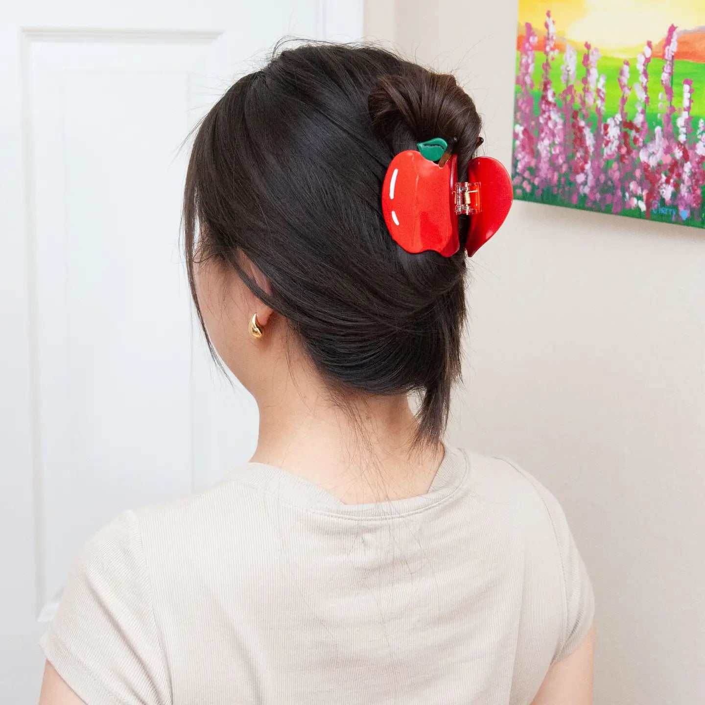 Apple Hair Claw Clip