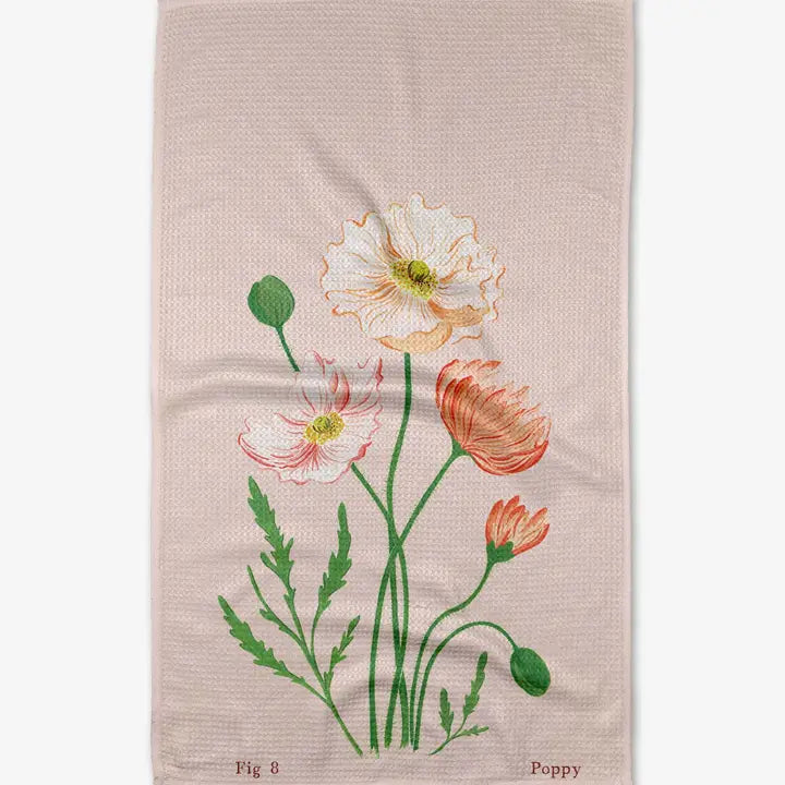 Geometry Tea Towel- August Poppy