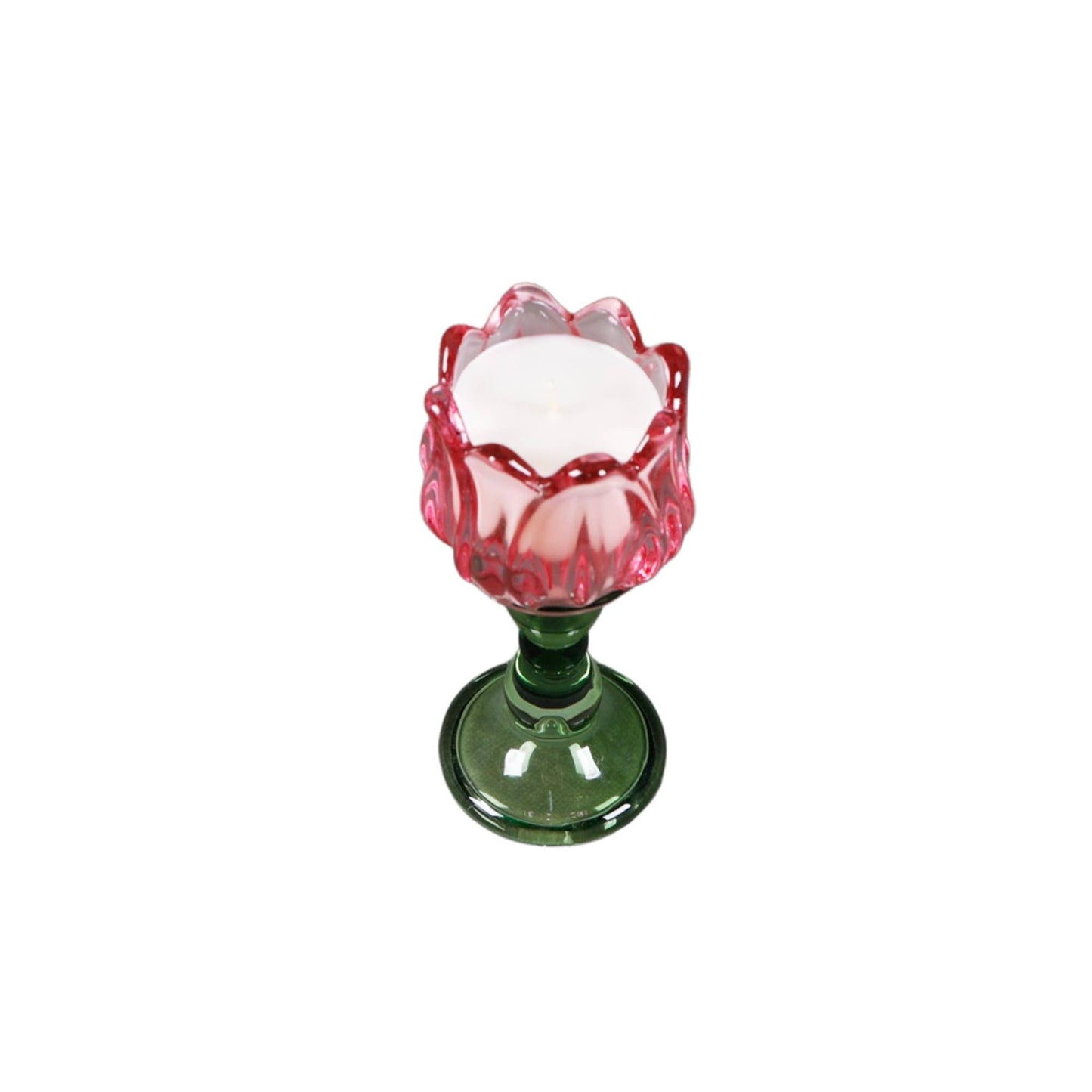 Decorative tulip shaped candle on a white background