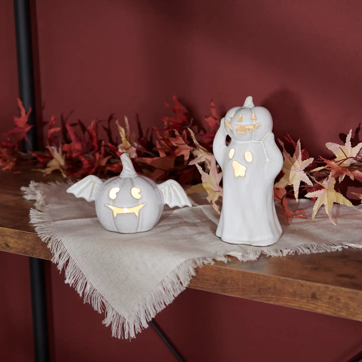 Lighted Pumpkin Bat Figurine