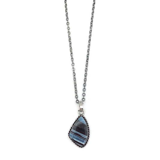 Semiprecious Large Stone Necklace – Blue Opal