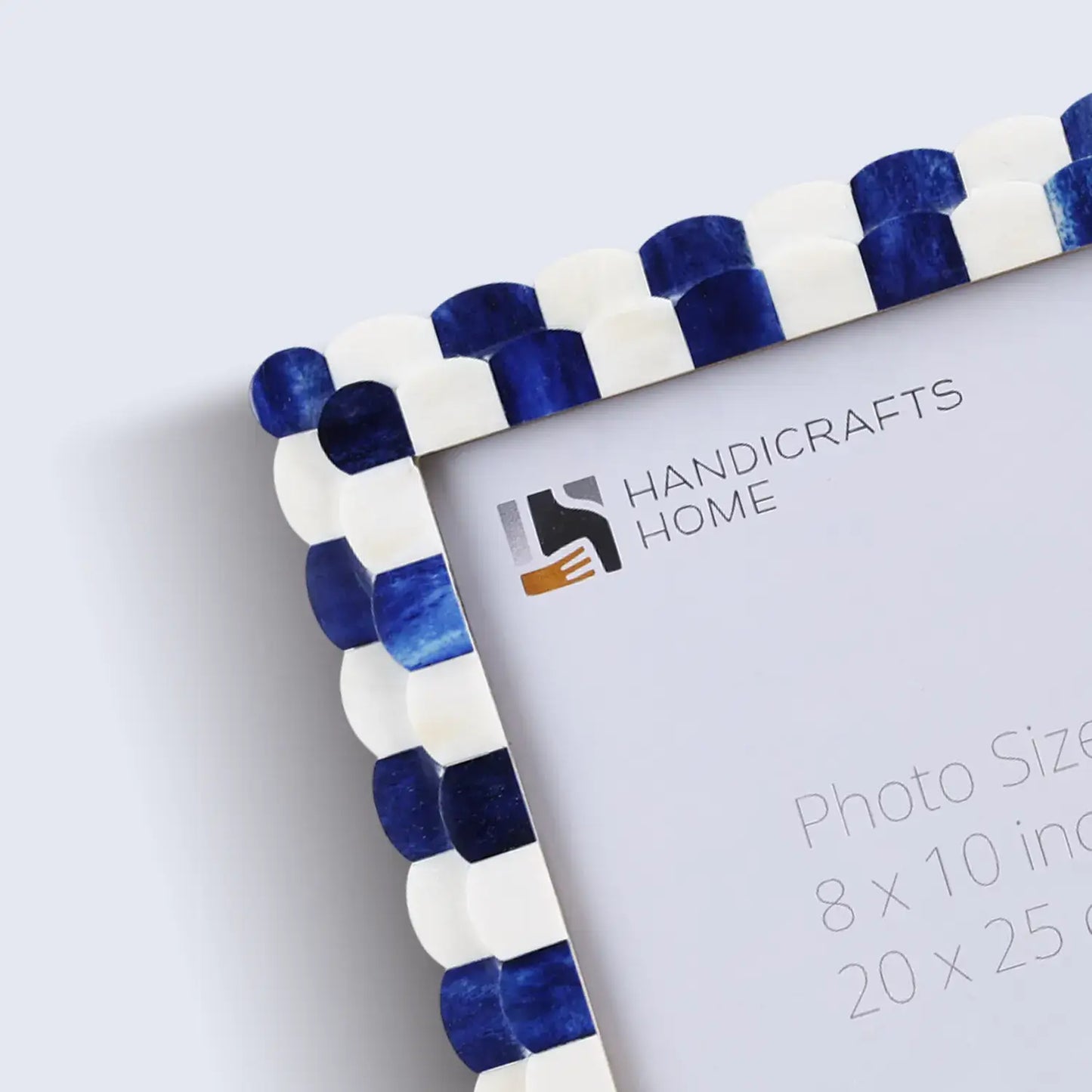 Scalloped Blue and Ivory Rectangle Photo Frame