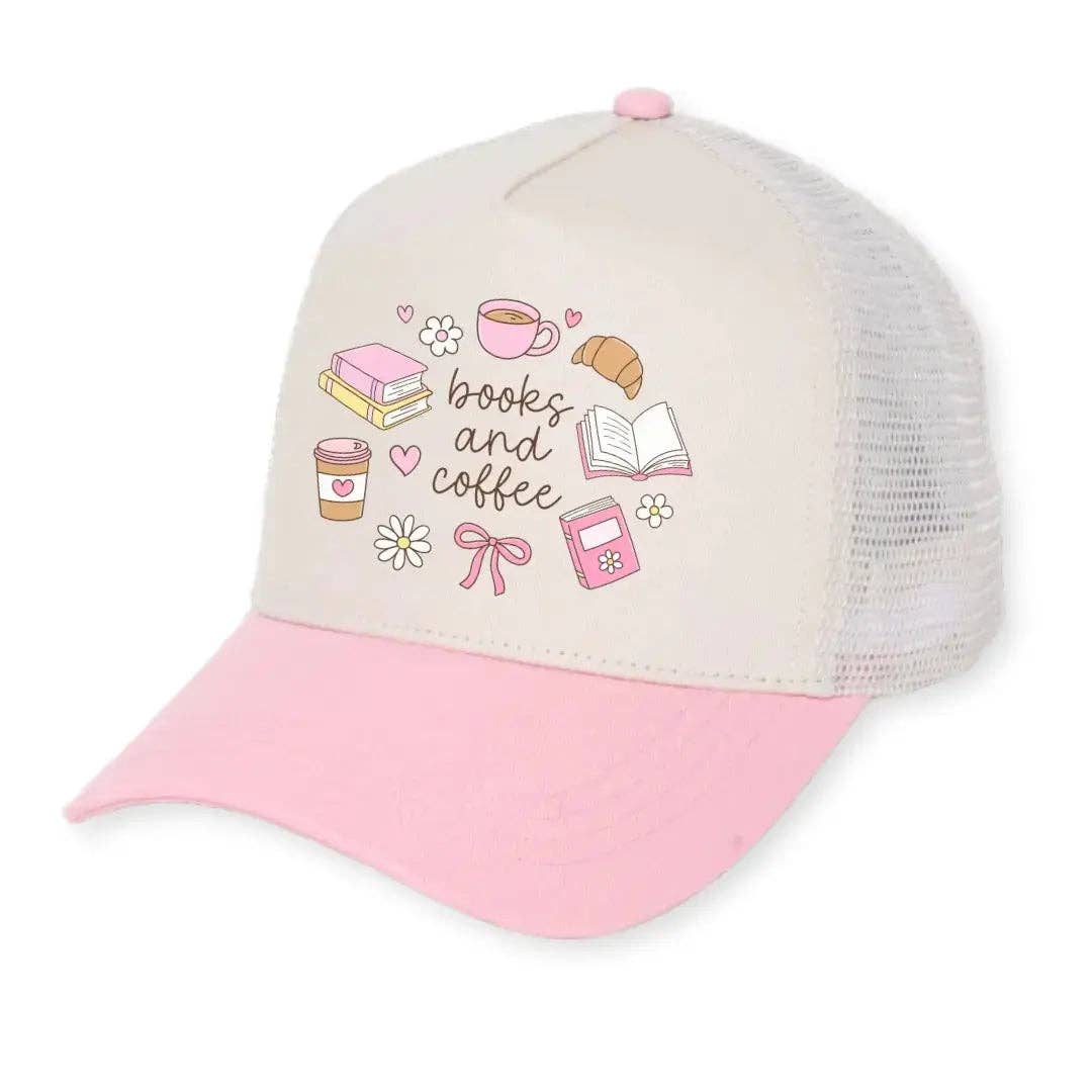 Books and Coffee Girly Hat Doodles