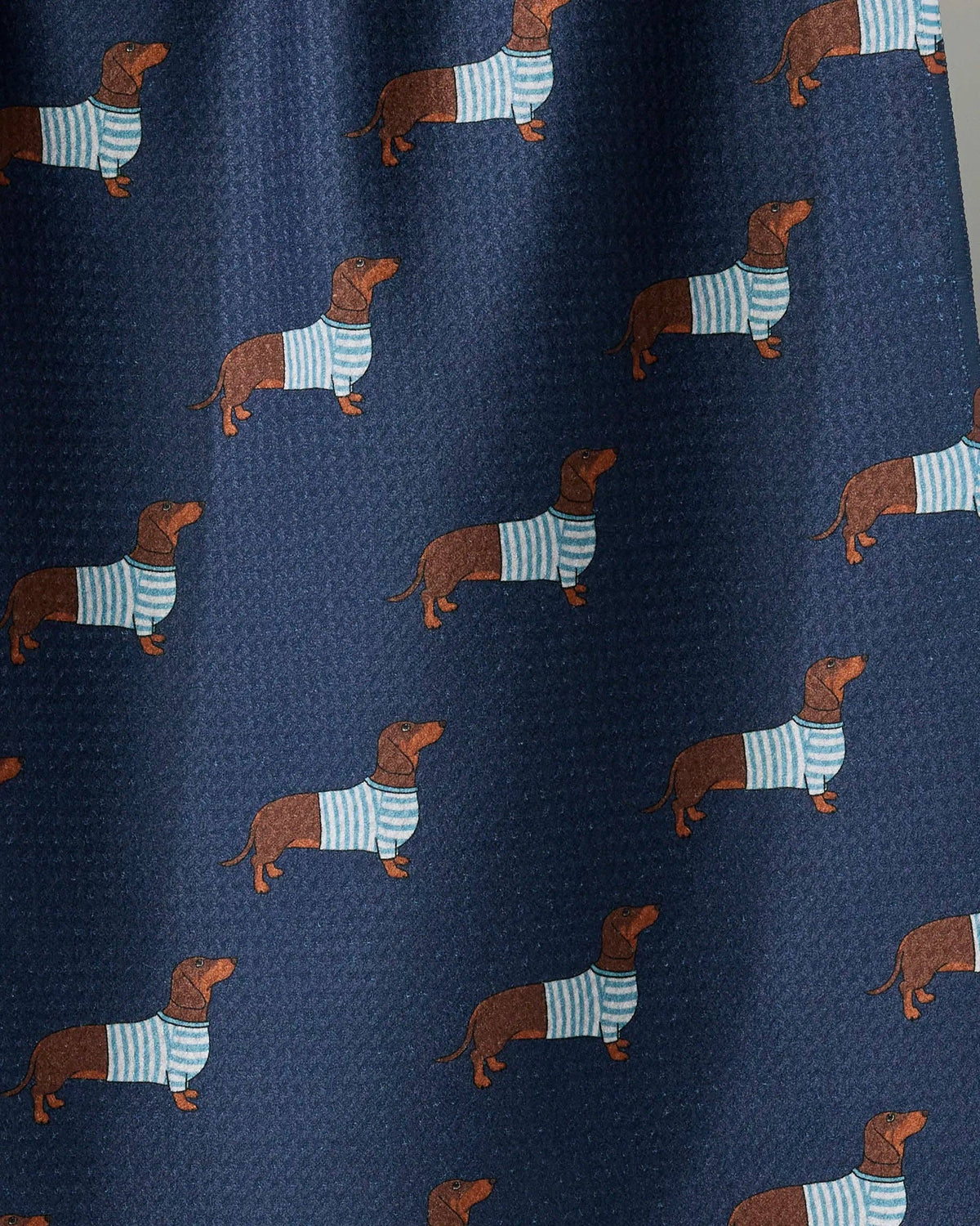 Geometry Tea Towel-Coastal Dachshund,Navy