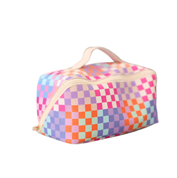 Happy Checkered Hold All Makeup Bag