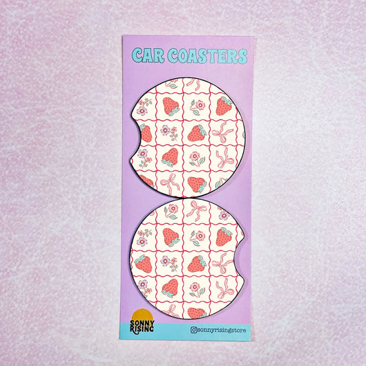 Car Coasters- Strawberry Coquette Squares