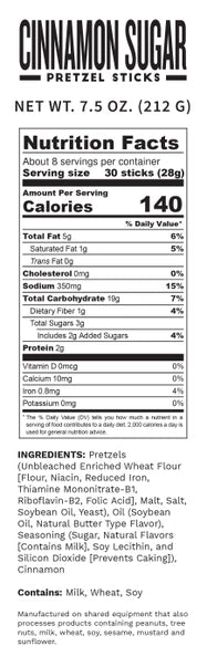 Pop Daddy Pretzels- Cinnamon Sugar (7.5 oz)