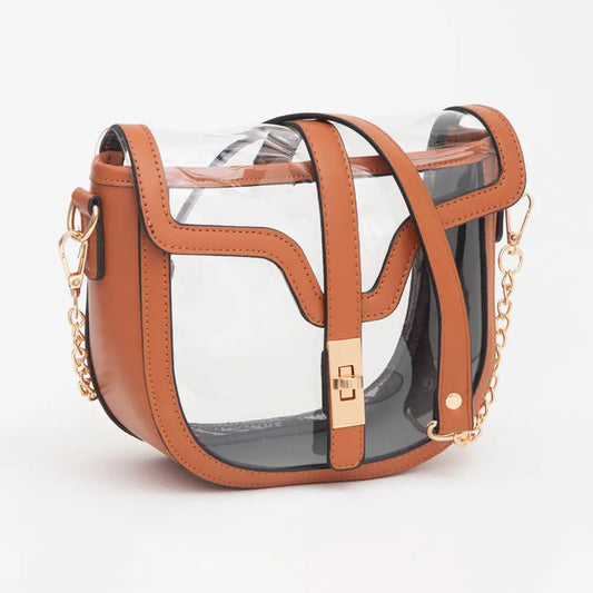 Clear Transparent Saddle Bag - Brown