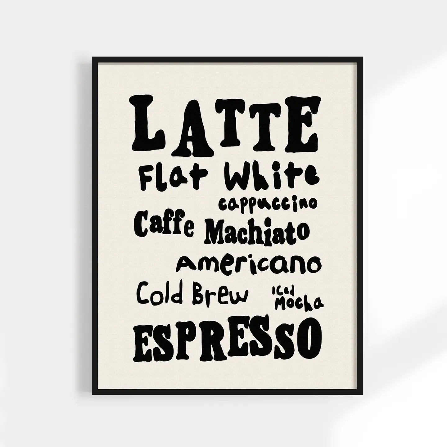 Coffee Menu Print 8x10
