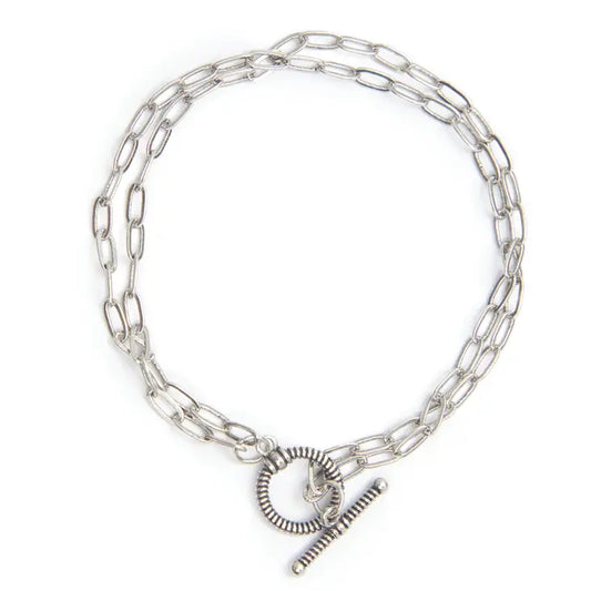 Double Chain Link Toggle Bracelet