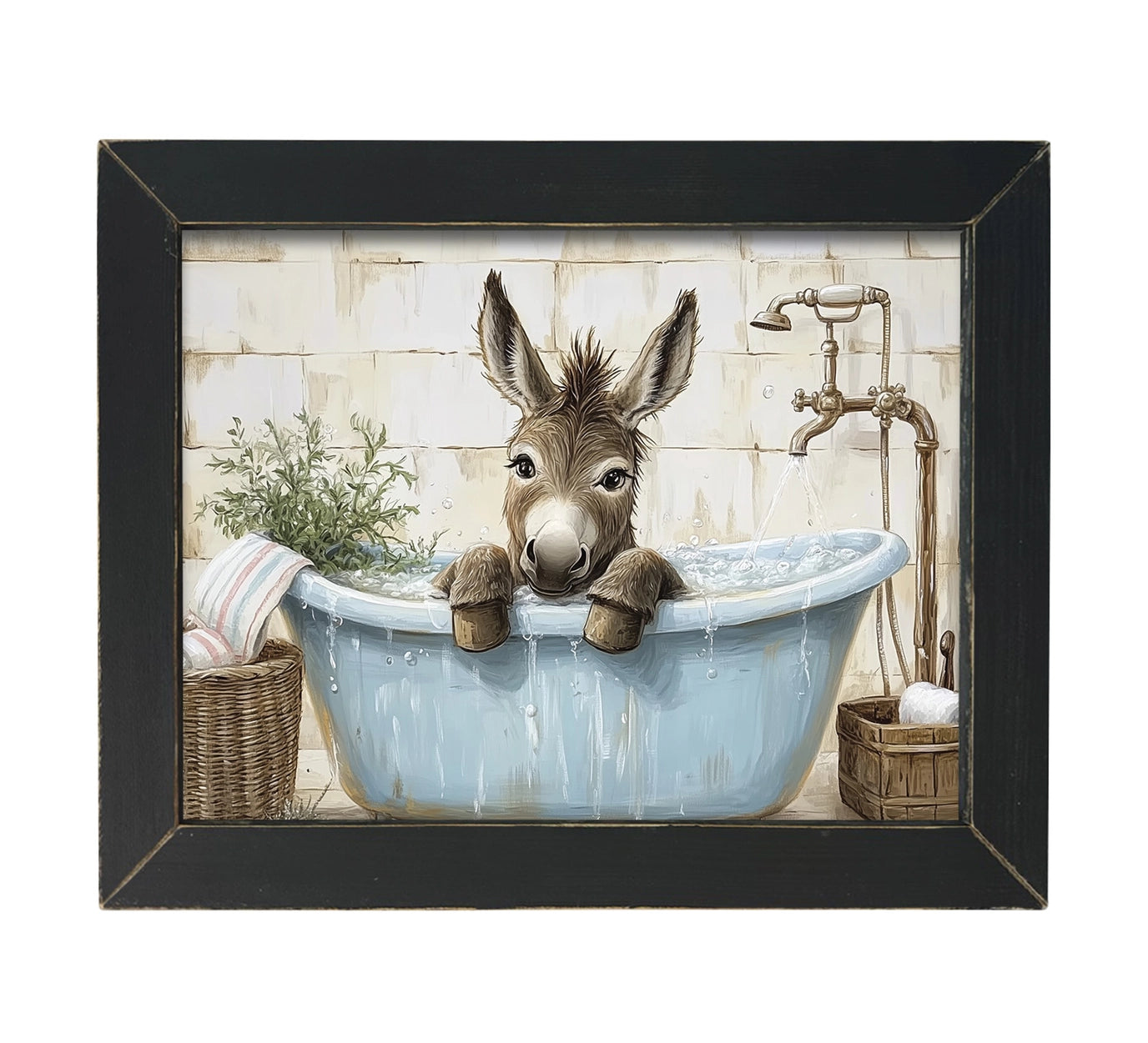 Donkey in Bathtub 12x16 Frame
