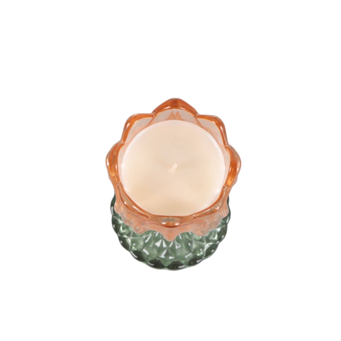 Iridescent Tulip Glass Candle on Pedestal - Peony