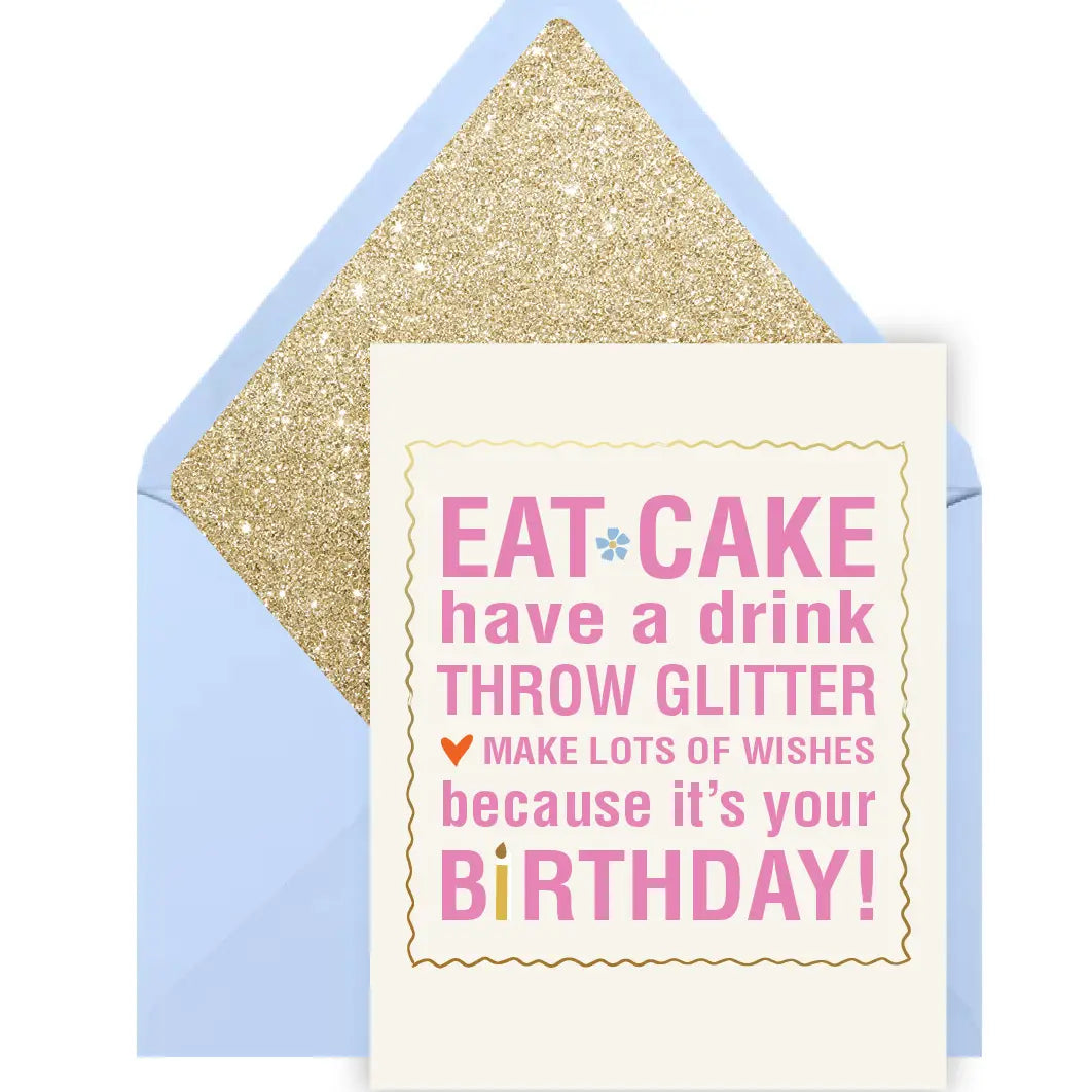 Eat Cake Throw Glitter Birthday Card